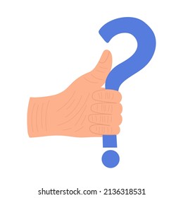 Elderly man's hand holding a question mark. The concept of dementia, Alzheimer's disease. Vector illustration