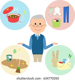 Elderly man,Various housework
