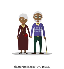 Elderly a married couple in love. Elderly couple. Vector