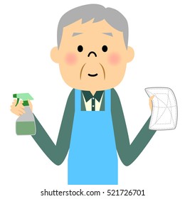 Elderly men cleaning wipes