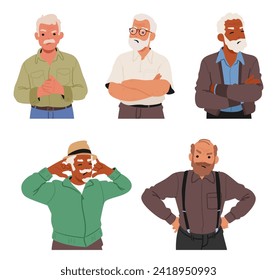 Elderly Men, Dismayed And Hurt, Express Offense, Their Seasoned Hearts Wounded By Perceived Slights. Emotions Deepen With Age, Demanding Understanding And Empathy. Cartoon People Vector Illustration