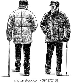 elderly men on a stroll