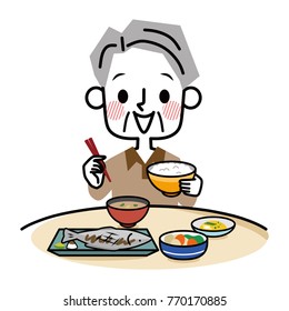 Elderly men who eat.