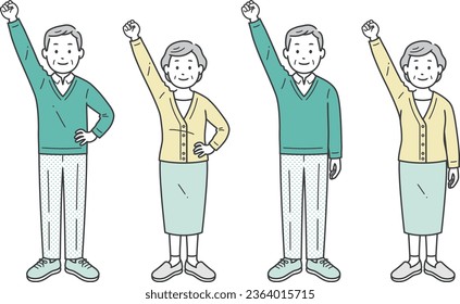 Elderly men and women doing fist pumps