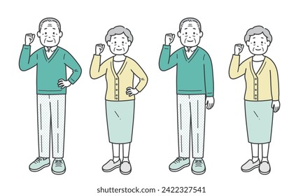 Elderly men and women doing fist pumps