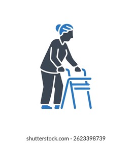 Elderly Mobility Walker Icon Isolated On White Background