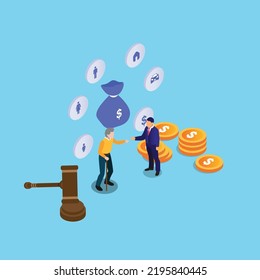 Elderly With Money And Lawyer Isometric 3d Vector Illustration Concept For Banner, Website, Illustration, Landing Page, Flyer, Etc.