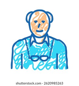 idoso velho ícone doodle esboço vetor. sinal idoso velho. símbolo isolado ilustração