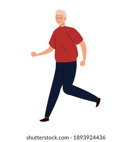 diseño de ilustración de vector de caracteres de ejecución de anciano mayor