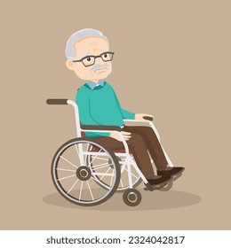 elderly old Man is sitting in a wheelchair.senior male patient in wheelchair