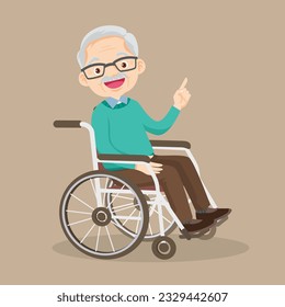 elderly old Man is sitting in a wheelchair.senior male patient in wheelchair
