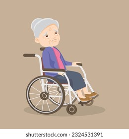 elderly old woMan is sitting in a wheelchair.senior female patient in wheelchair