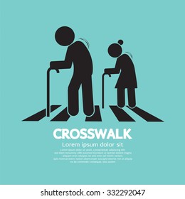 The Elderly On The Crosswalk Symbol Vector Illustration