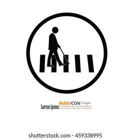 The Elderly On The Crosswalk Symbol .Vector Illustration.