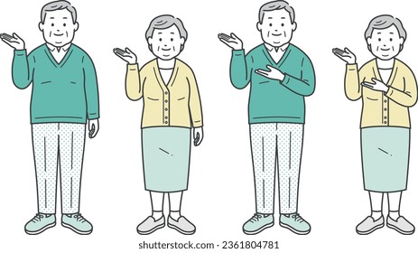 Elderly overweight men and women giving guidance