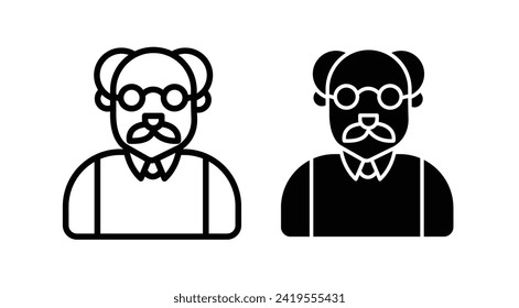 Elderly Patriarch Line Icon. Senior Father Icon in Black and White Color.