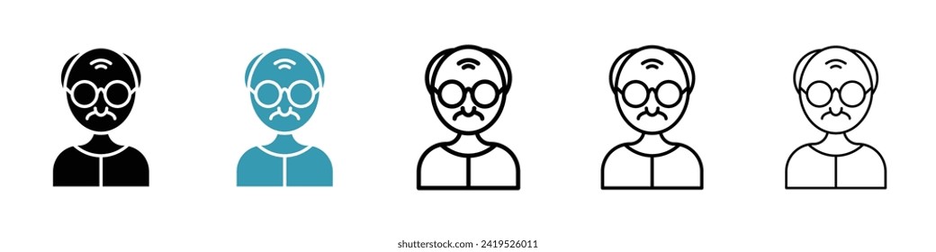 Elderly Patriarch Vector Icon Set. Aged Father Vector Symbol for UI design.