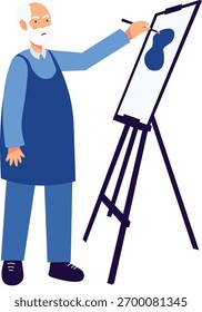 Elderly Pensioner Activity Character. Vector Illustration in Cartoon Style.
