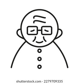 Elderly people avatar icon in line style. Grandfather logo. Elderly care. Senior icon for web, applications.