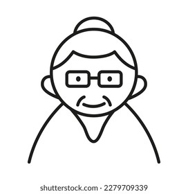 Elderly people avatar icon in line style. Grandmother logo. Elderly care. Senior icon for web, applications.