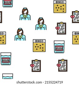 Elderly People Care Vector Seamless Pattern Thin Line Illustration
