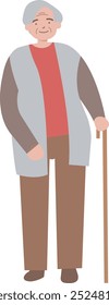 Elderly People Cartoon Character. Flat Vector Illustration Isolated on White Background