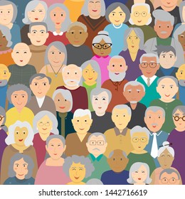 Elderly people cartoon seamless background,vector illustration. Baby bloomer generation background.