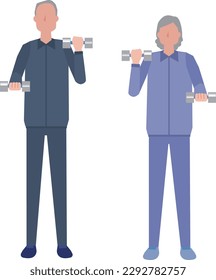 Elderly people doing dumbbell exercise