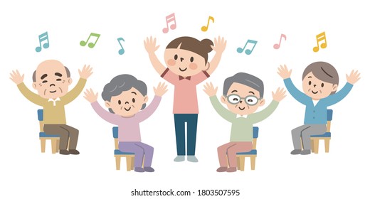 Elderly people enjoying recreation at a nursing home