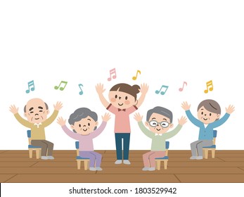 Elderly people enjoying recreation at a nursing home