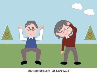Personas mayores haciendo ejercicio en el parque