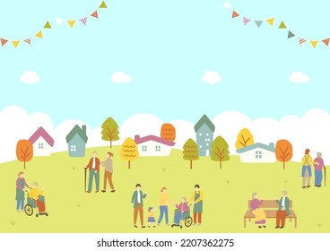 elderly people in the green park