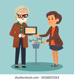 Elderly people holding documents, concept of elderly insurance, old age savings, elderly insurance,