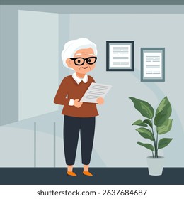 Elderly people holding documents, concept of elderly insurance, old age savings, elderly insurance
