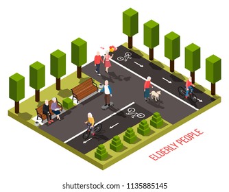 Elderly People Isometric Composition 