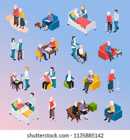 Elderly People Isometric Set