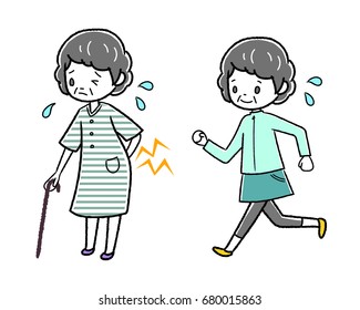 Elderly people with low back pain and healthy elderly people