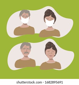 Elderly people in medical masks against coronovirus 
