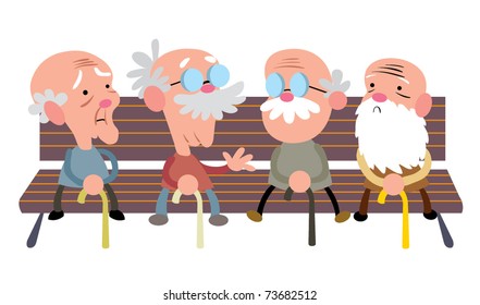 Elderly people on a bench