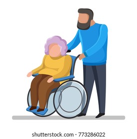 Elderly people standing together. Flat style vector illustration of family.