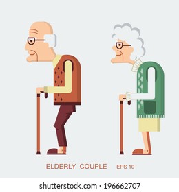 Elderly people.Vector old lady and old man in modern flat design