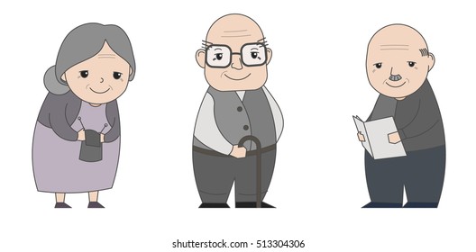 Elderly people.Vector old lady and old men