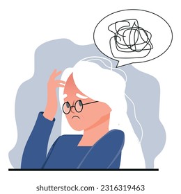 elderly person with alzheimer, mental confusion concept. Depression in the elderly.