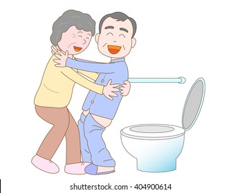An elderly person cares for an elderly person.