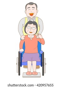 An elderly person cares for an elderly person.