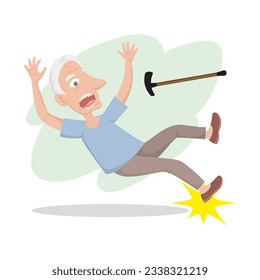 Elderly person is falling. fall prevention illustration, illustration vector cartoon.