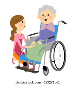 Elderly person sitting in a wheelchair