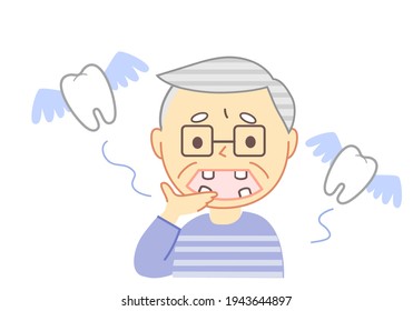 Elderly Person Tooth Fell Out: Dental Illustration