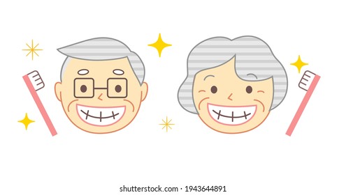 Elderly person and Toothpaste: Dental Illustration