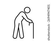 Elderly person using a cane - active aging, elder inclusion in the workforce.
